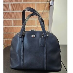 Coach Sierra Satchel Black Crossgrain Leather Dome Handbag F37218